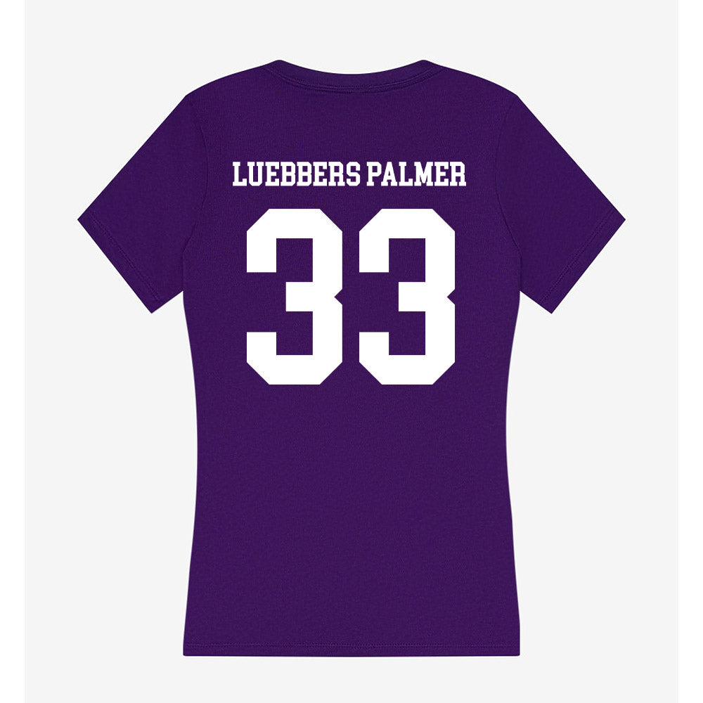 Evansville - NCAA Women's Basketball : Logan Luebbers Palmer - Women's V-Neck T-Shirt-1