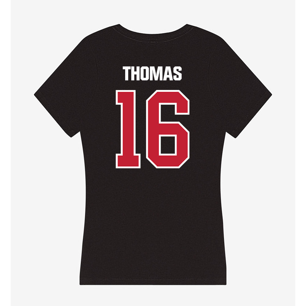 Northern Illinois - NCAA Football : Jay'shon Thomas - Women's V-Neck T-Shirt-1