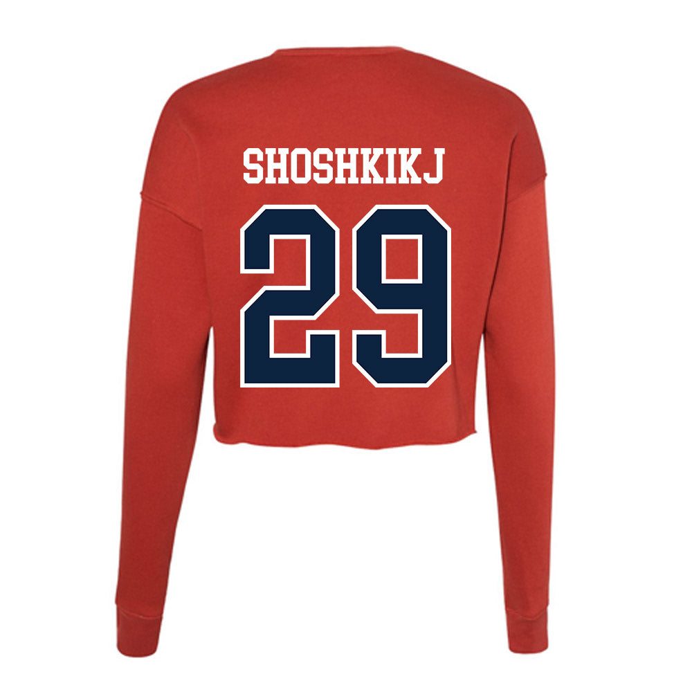 Stony Brook - NCAA Men's Basketball : Andrej Shoshkikj - Women's Cropped Crew Fleece-1