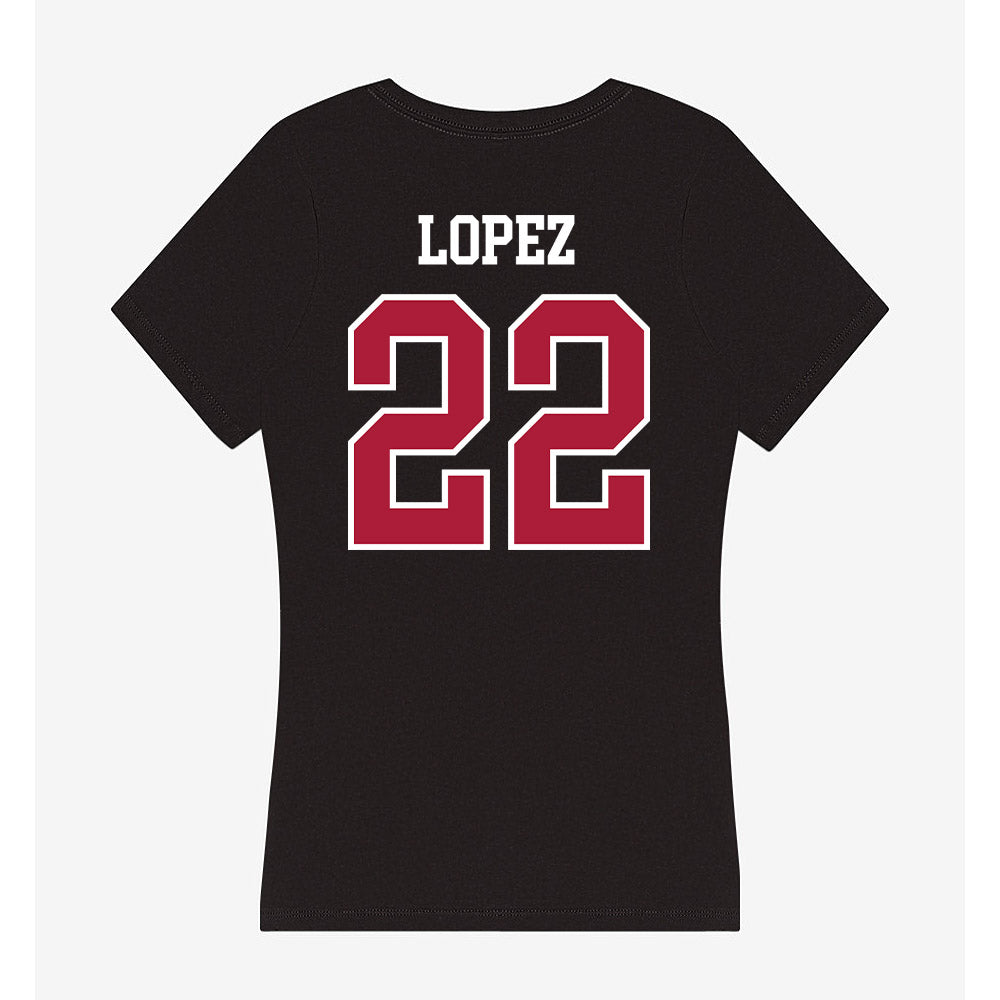 LMU - NCAA Women's Volleyball : Kayla Lopez - Women's V-Neck T-Shirt-1