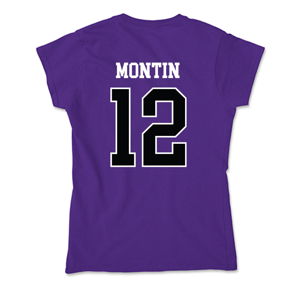 Stonehill - NCAA Men's Basketball : Eino Montin - Soft Style Women’s T-Shirt-1