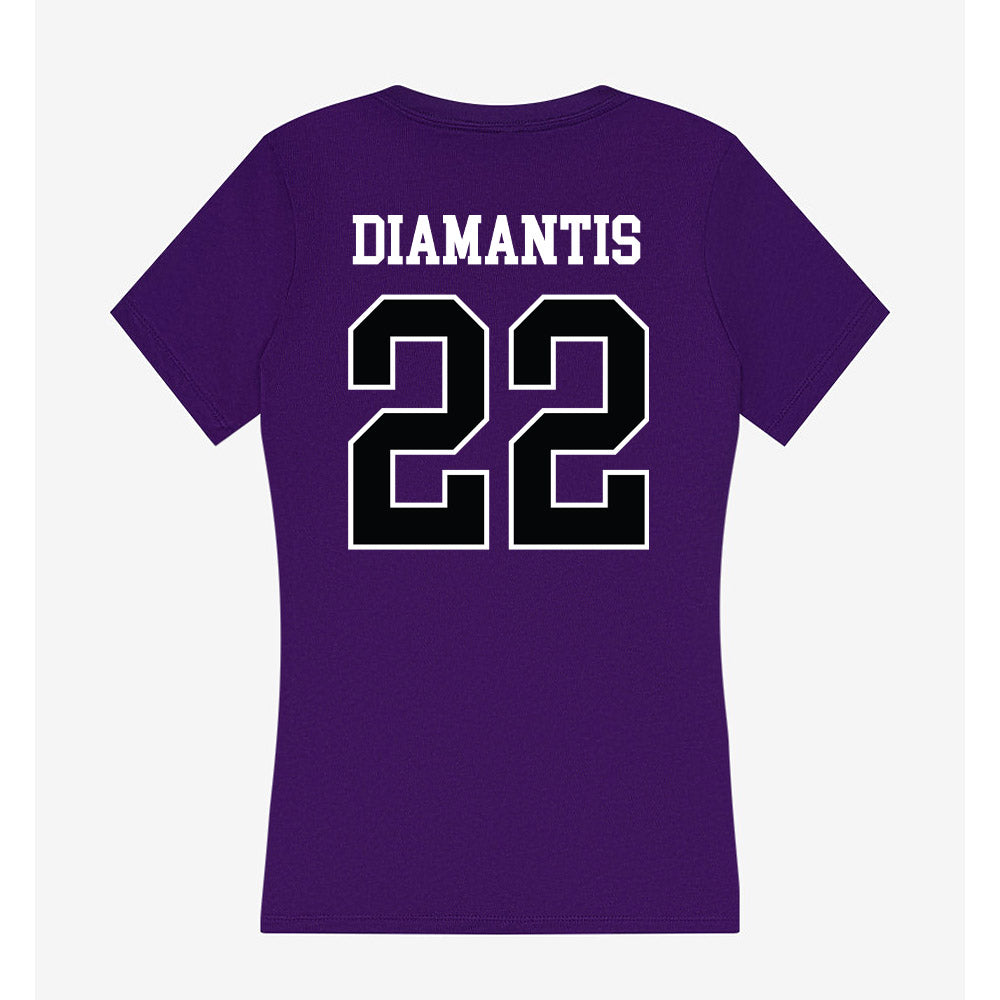 Stonehill - NCAA Men's Basketball : Charles Diamantis - Women's V-Neck T-Shirt-1