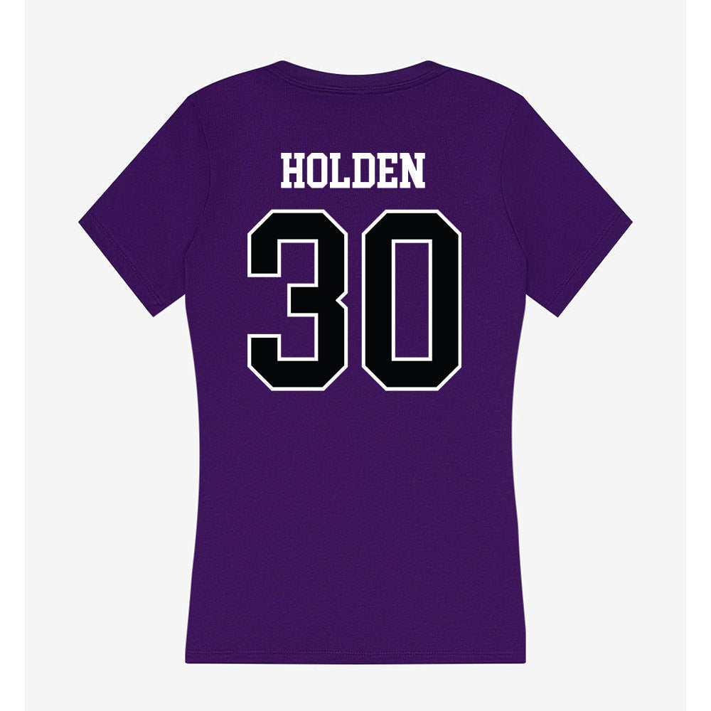 Stonehill - NCAA Men's Basketball : Anthony Holden - Women's V-Neck T-Shirt-1