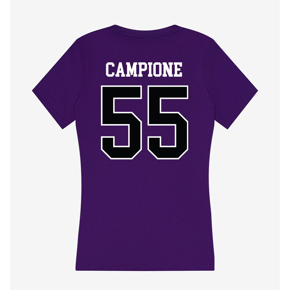 Stonehill - NCAA Men's Ice Hockey : Dominick Campione - Women's V-Neck T-Shirt-1