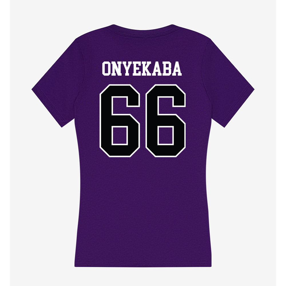 Stonehill - NCAA Football : Lotanna Onyekaba - Women's V-Neck T-Shirt-1