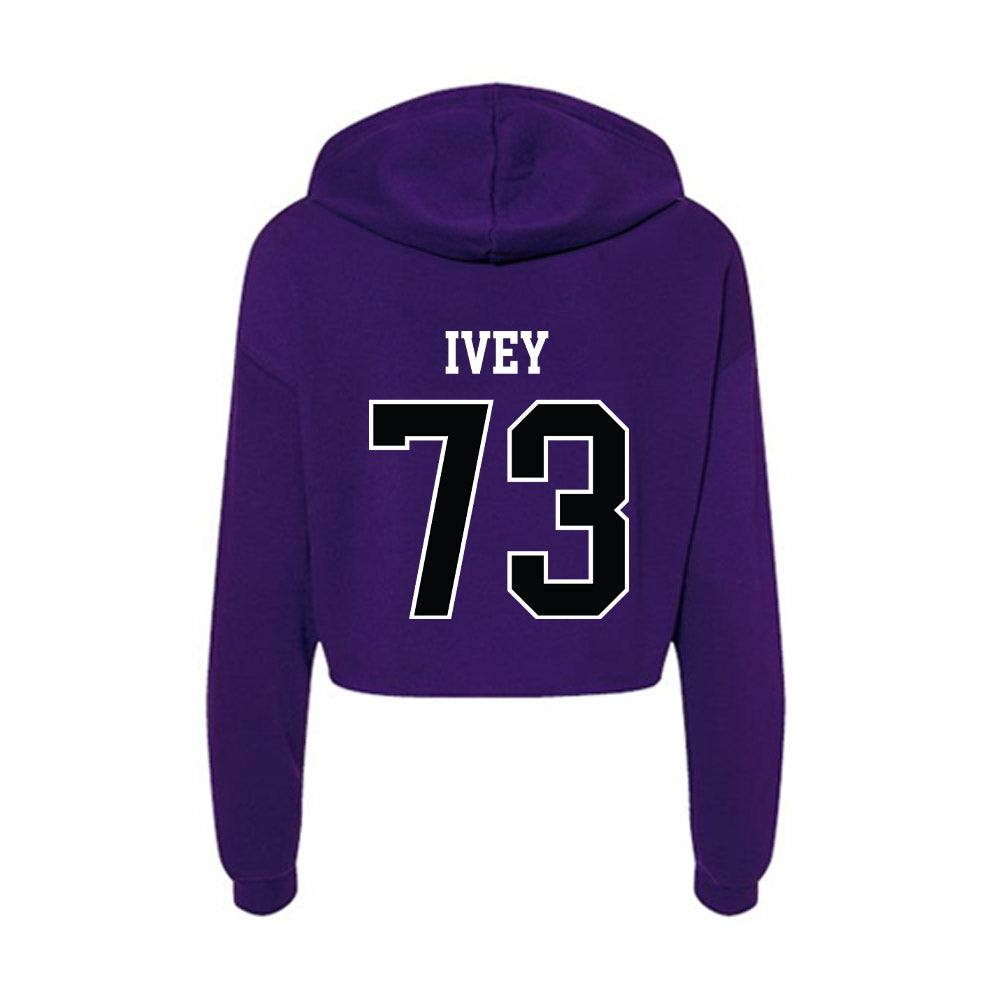 Stonehill - NCAA Football : Connor Ivey - Women's Crop Fleece Hoodie-1