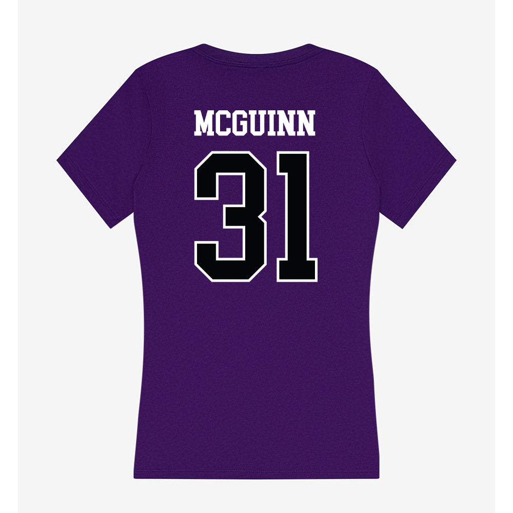 Stonehill - NCAA Men's Basketball : Pearse McGuinn - Women's V-Neck T-Shirt-1