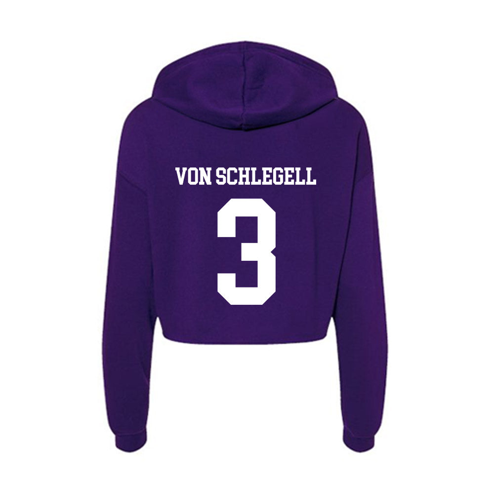UST - NCAA Baseball : Zan von Schlegell - Women's Crop Fleece Hoodie-1