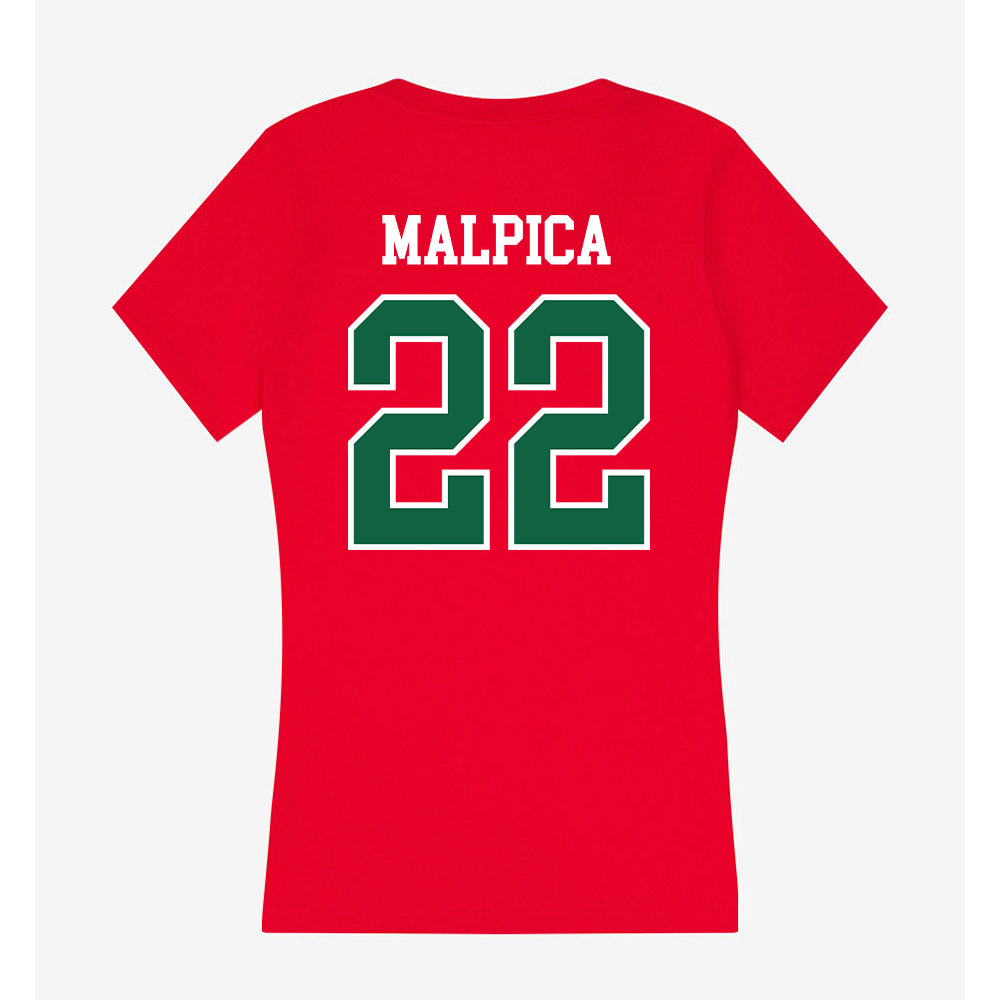 Minot State - NCAA Football : Zachary Malpica - Women's V-Neck T-Shirt-1