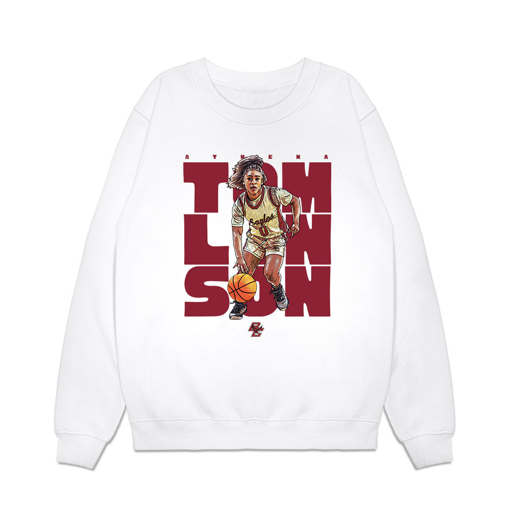Boston College - NCAA Women's Basketball : Athena Tomlinson - Caricature Premium Crewneck Sweatshirt-0