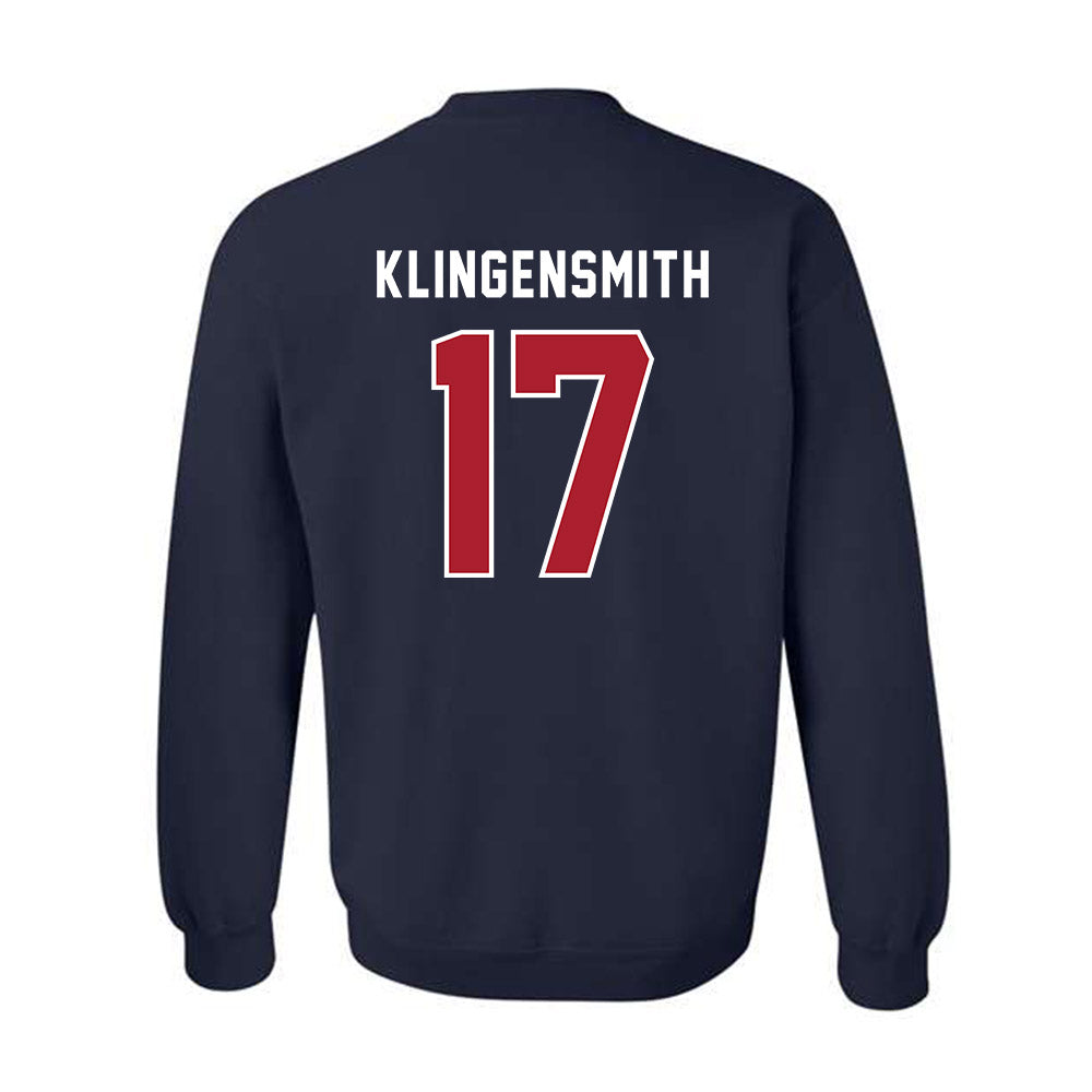American - NCAA Women's Soccer : Avery Klingensmith - Crewneck Sweatshirt-1