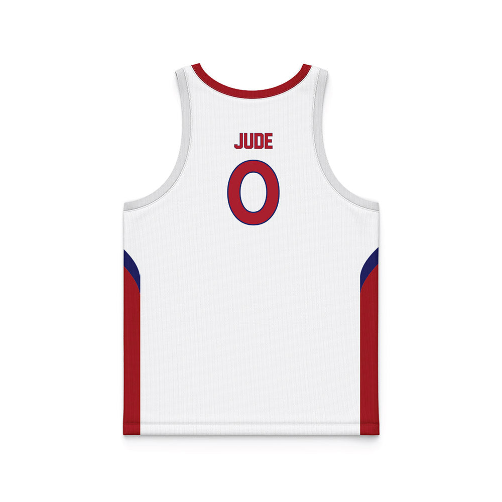 American - NCAA Women's Basketball : Andrea Jude - White Basketball Jersey-1