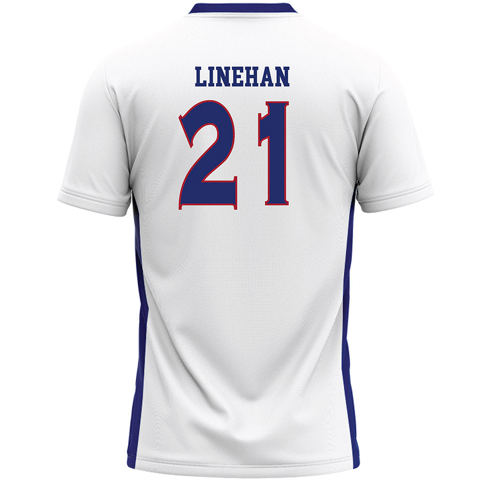 American - NCAA Women's Lacrosse : Kellie Linehan - White Lacrosse Jersey -1