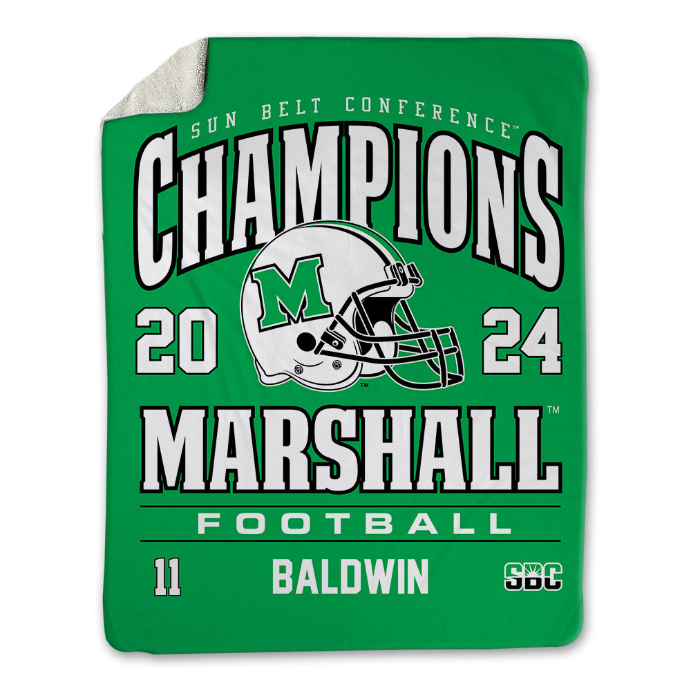 Marshall - NCAA Football : Jakolbe Baldwin - SBC Champions Blanket-0
