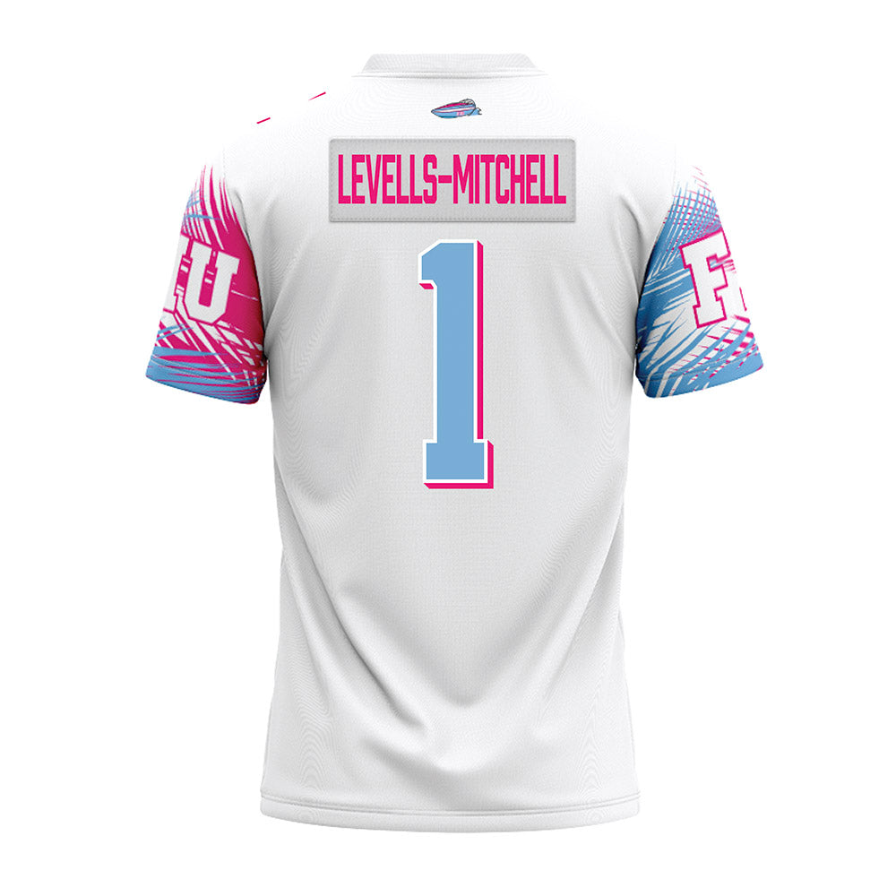 FIU - NCAA Football : Ashton Levells-Mitchell - Vice White Premium Football Jersey-1