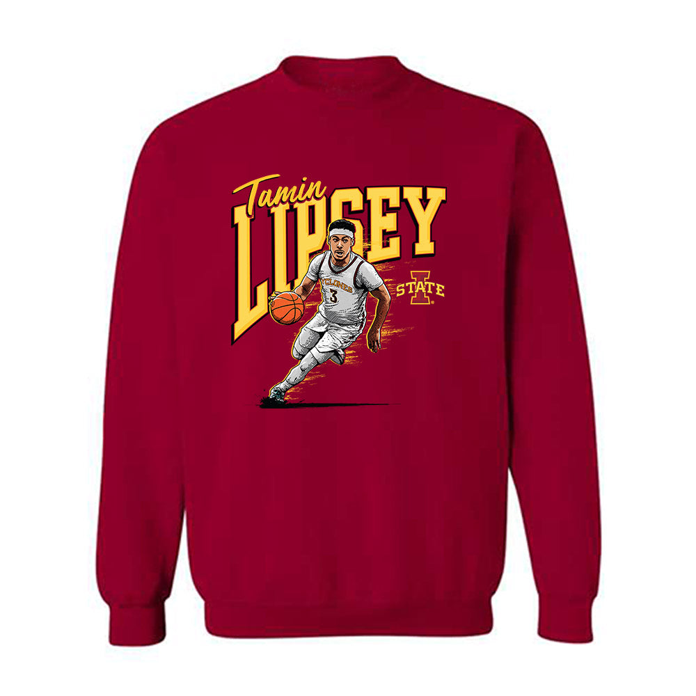 Iowa State - NCAA Men's Basketball : Tamin Lipsey - Individual Caricature Crewneck Sweatshirt-0