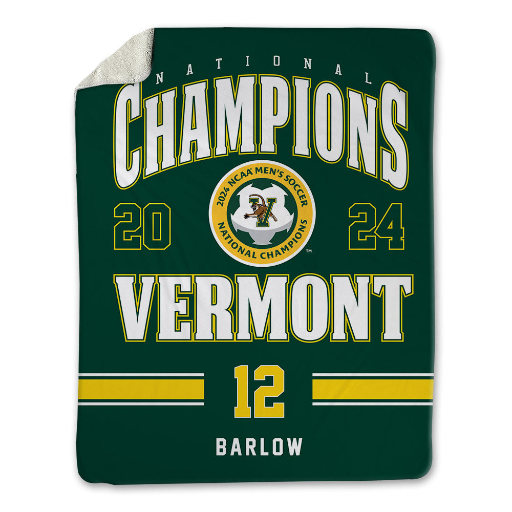 UVM - NCAA Men's Soccer : Nash Barlow - National Champs Blanket-0