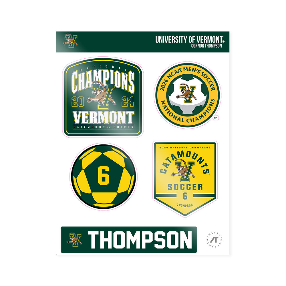UVM - NCAA Men's Soccer : Connor Thompson - National Champs Sticker Sheet-0