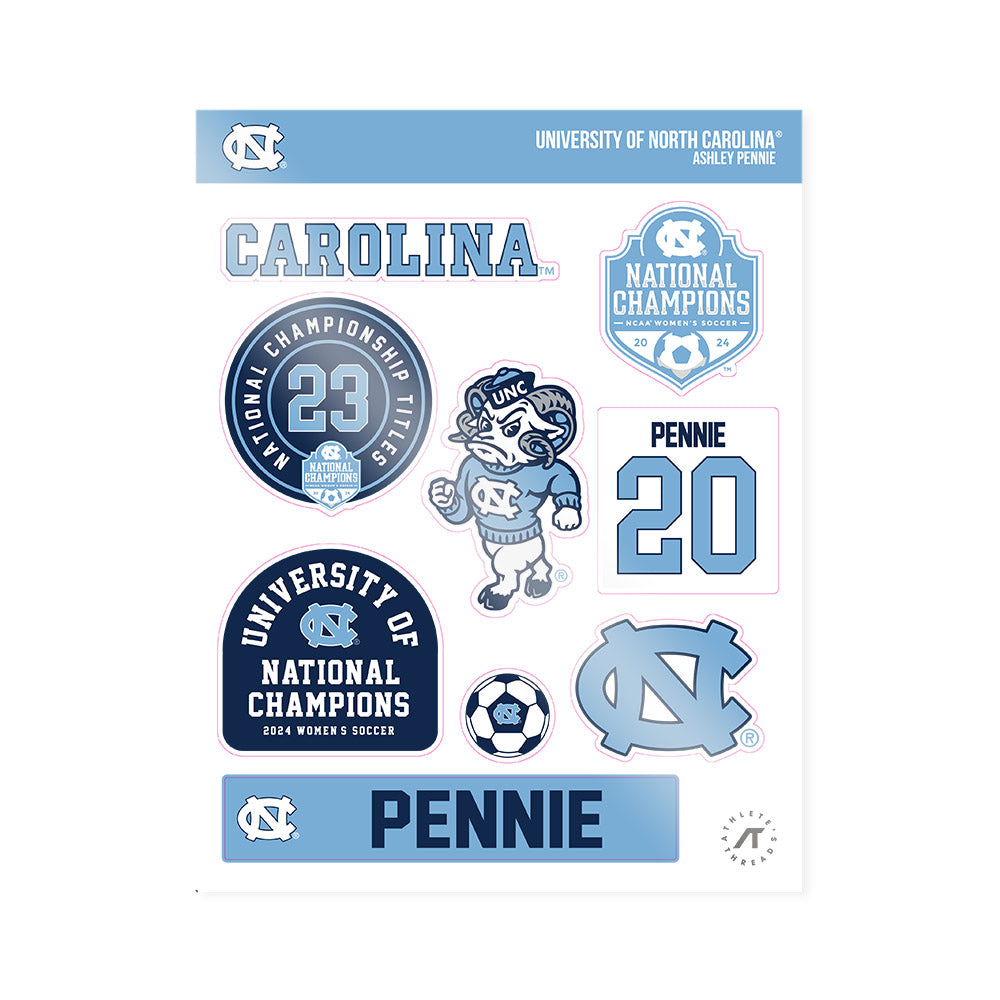 UNC - NCAA Women's Soccer : Ashley Pennie - National Champs Sticker Sheet-0