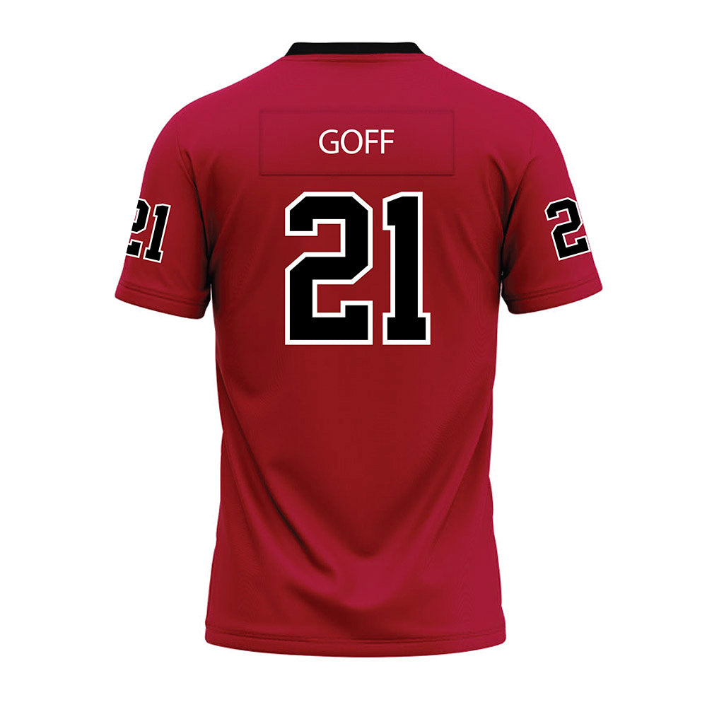 CWU - NCAA Football : Connor Goff - Crimson Premium Football Jersey-3