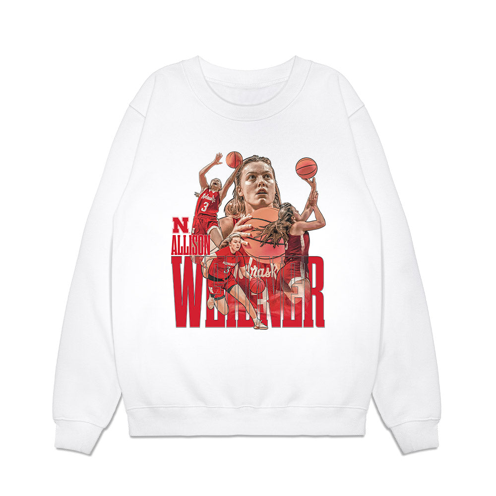 Nebraska - NCAA Women's Basketball : Allison Weidner - Player Collage Premium Crewneck Sweatshirt-0