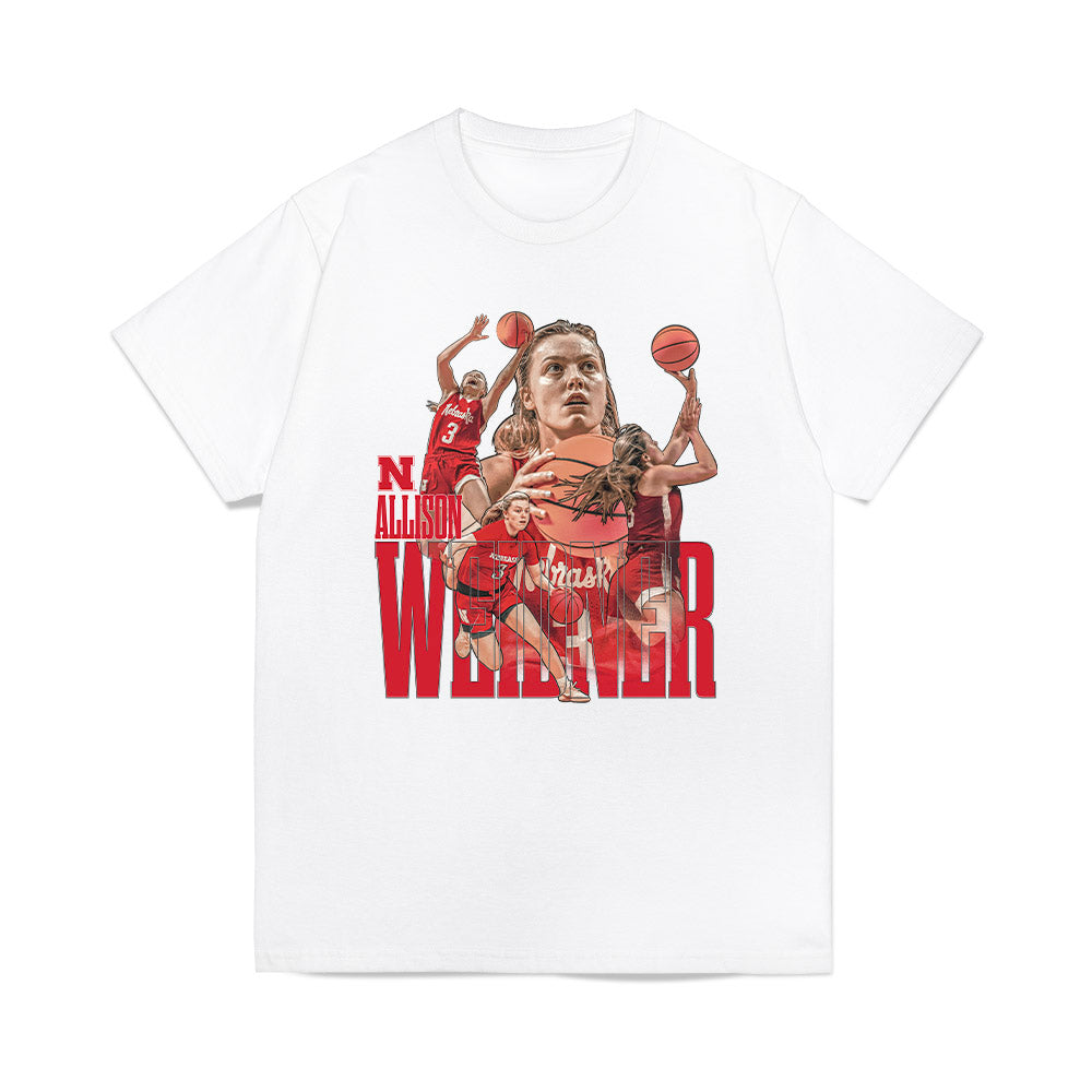Nebraska - NCAA Women's Basketball : Allison Weidner - Player Collage Premium T-Shirt-0