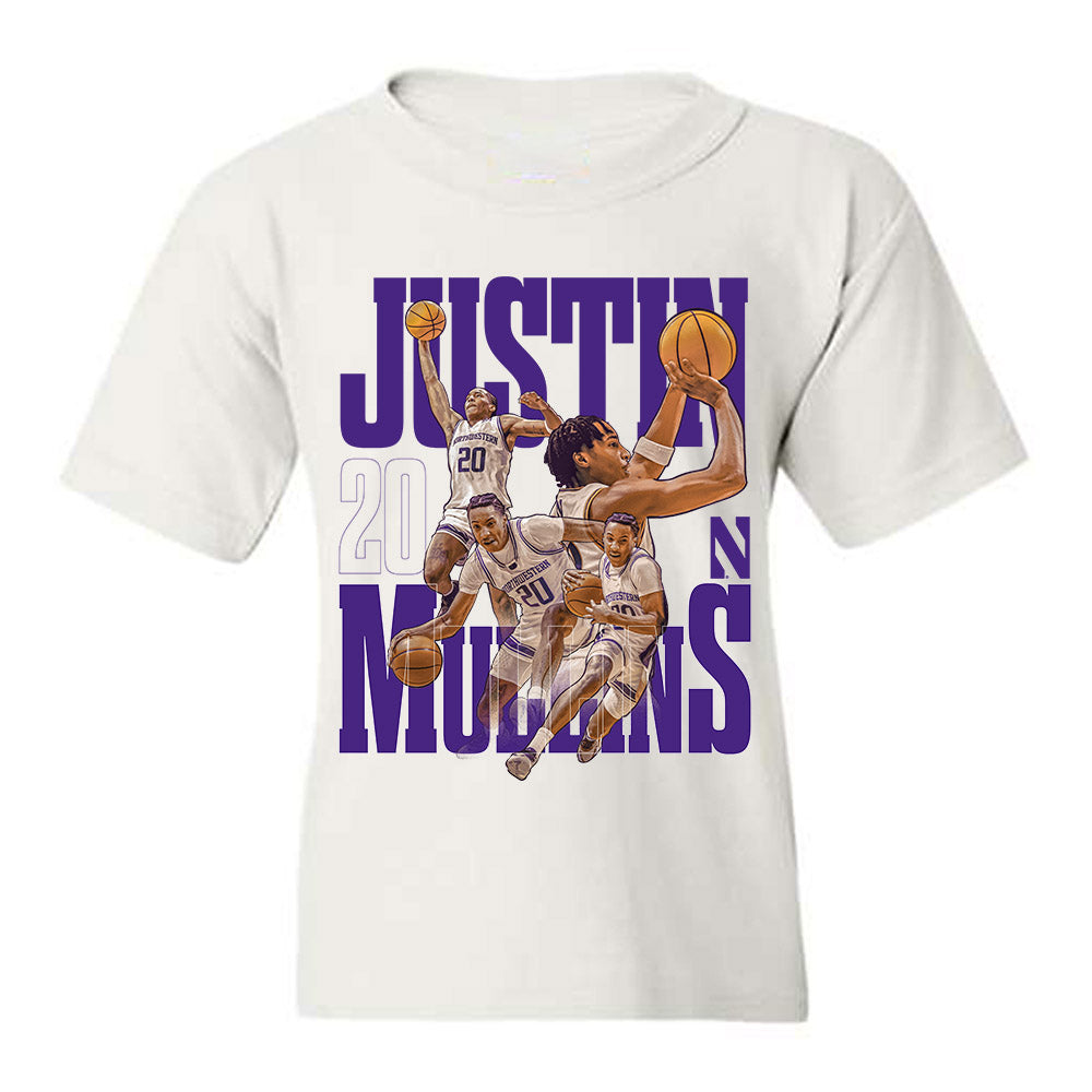 Northwestern - NCAA Men's Basketball : Justin Mullins - Collage Youth T-Shirt-0