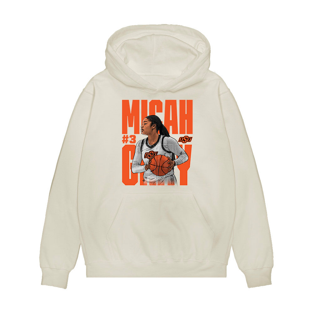 Oklahoma State - NCAA Women's Basketball : Micah Gray - Player Collage Premium Hooded Sweatshirt-0