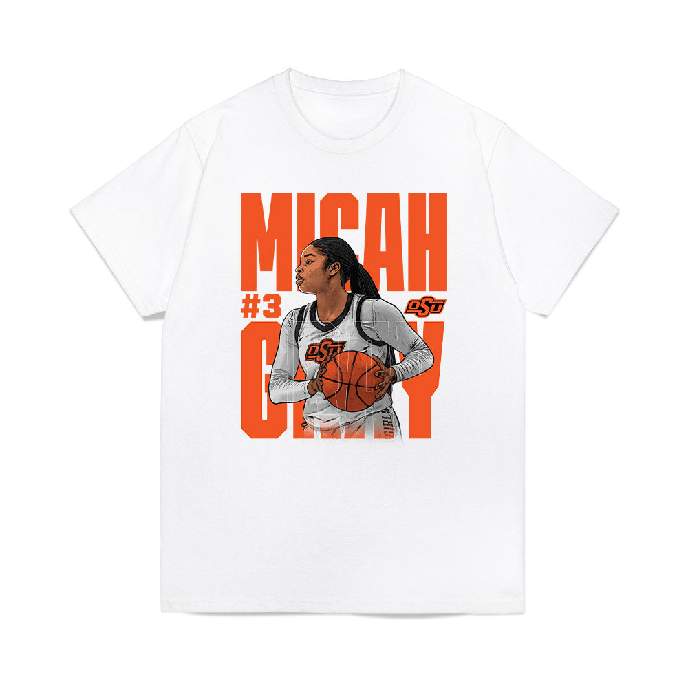 Oklahoma State - NCAA Women's Basketball : Micah Gray - Player Collage Premium T-Shirt-0