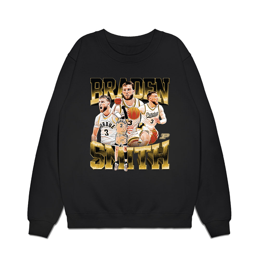 Purdue - NCAA Men's Basketball : Braden Smith - Player Collage Premium Crewneck Sweatshirt-0