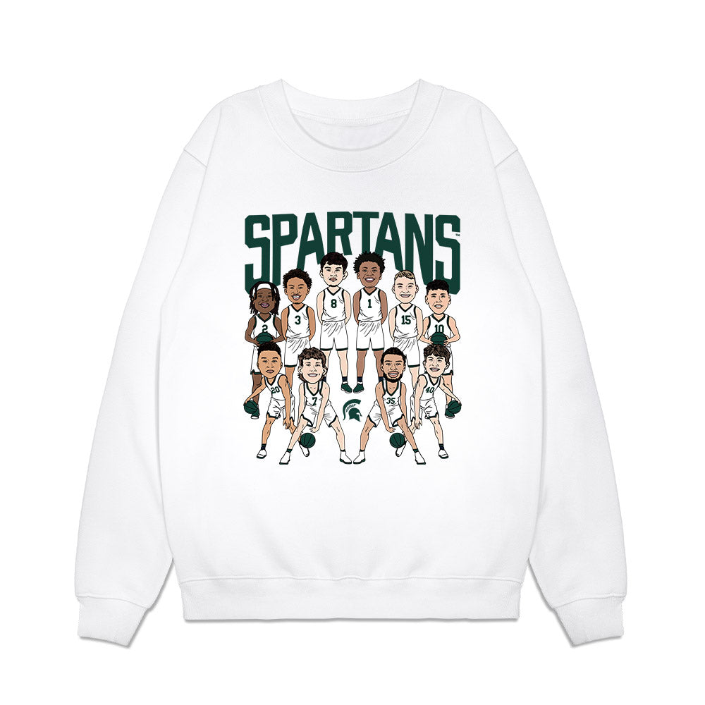 Michigan State - NCAA Men's Basketball : Team Caricature Premium Crewneck Sweatshirt-0