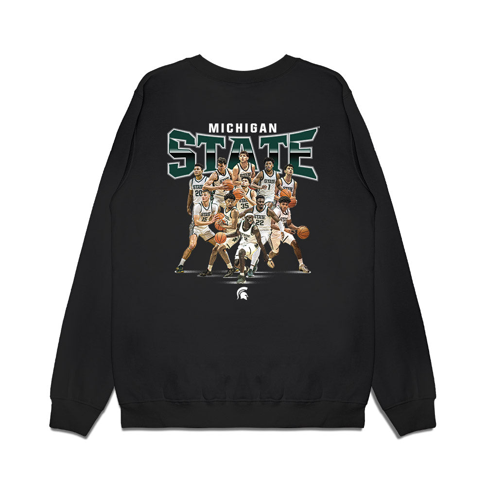 Michigan State - NCAA Men's Basketball : Team Collage Premium Crewneck Sweatshirt-1