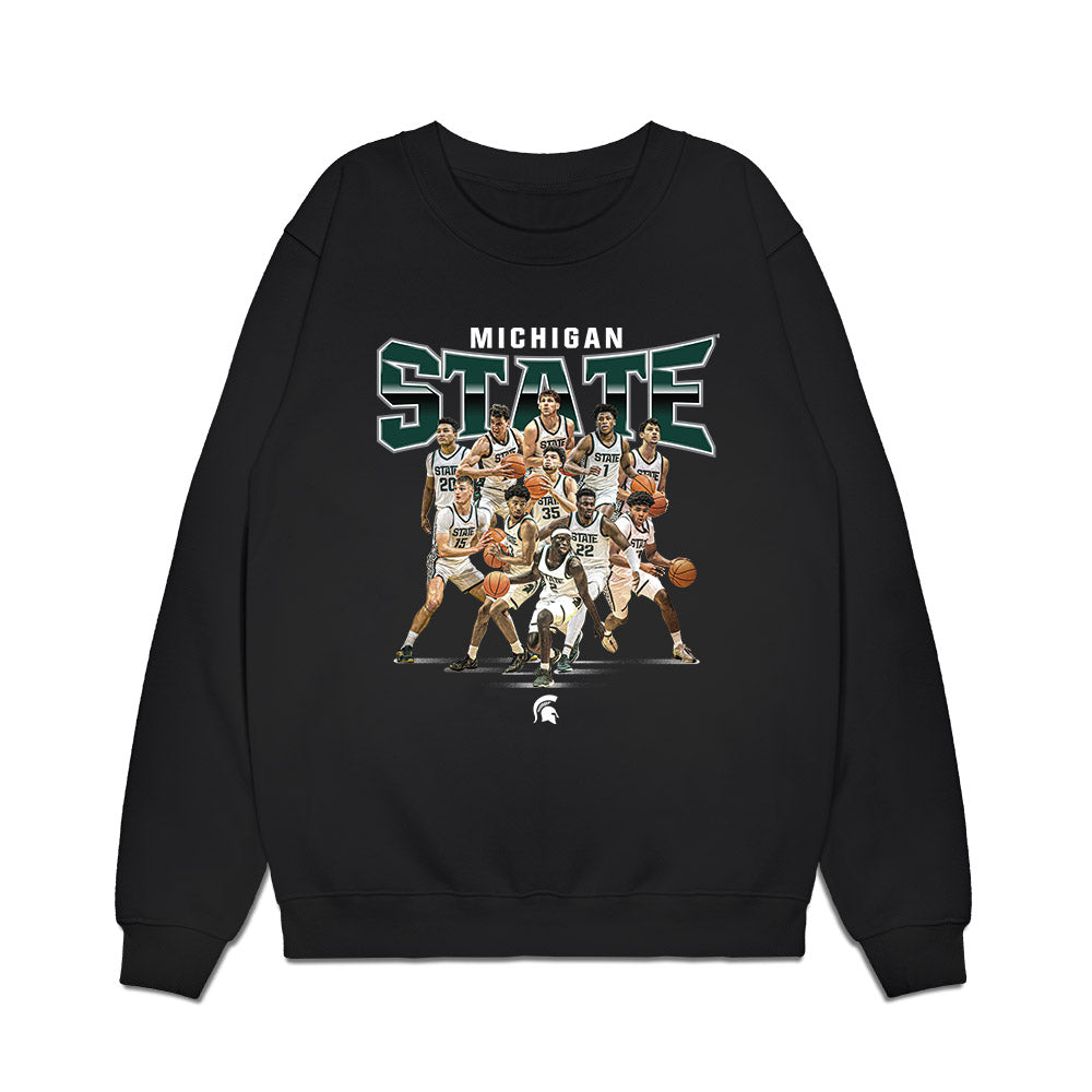 Michigan State - NCAA Men's Basketball : Team Collage Premium Crewneck Sweatshirt-0
