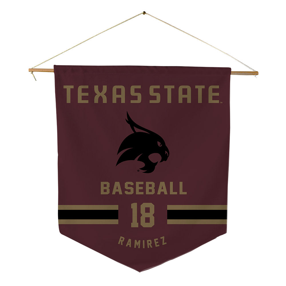Texas State - NCAA Baseball : august ramirez - Pennant - 18" x 21"-0