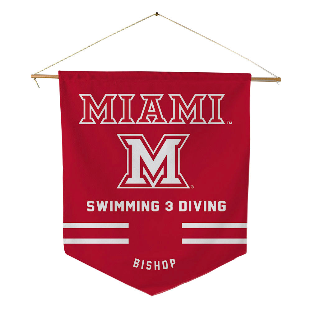 Miami of Ohio - NCAA Men's Swimming & Diving : Rowen Bishop - Pennant - 18" x 21"-0