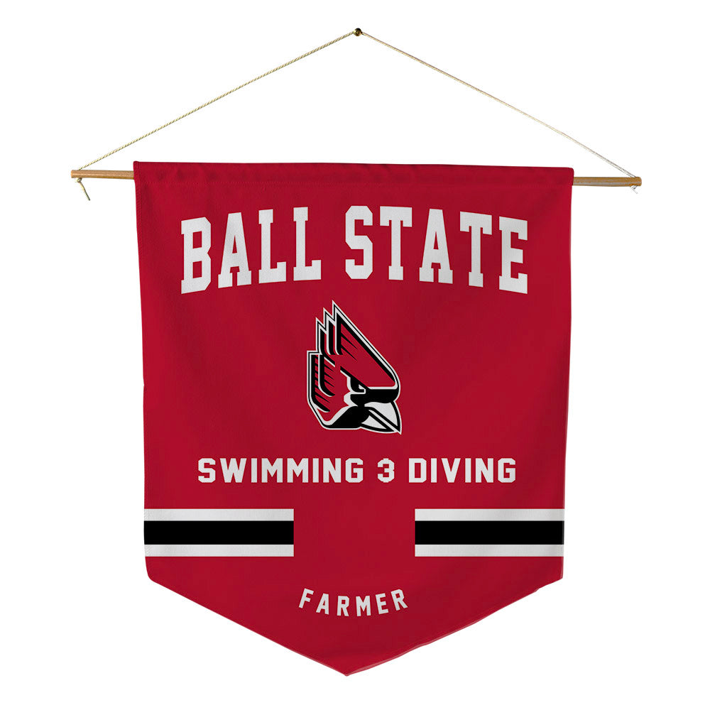 Ball State - NCAA Men's Swimming & Diving : Ryan Farmer - Pennant - 18" x 21"-0