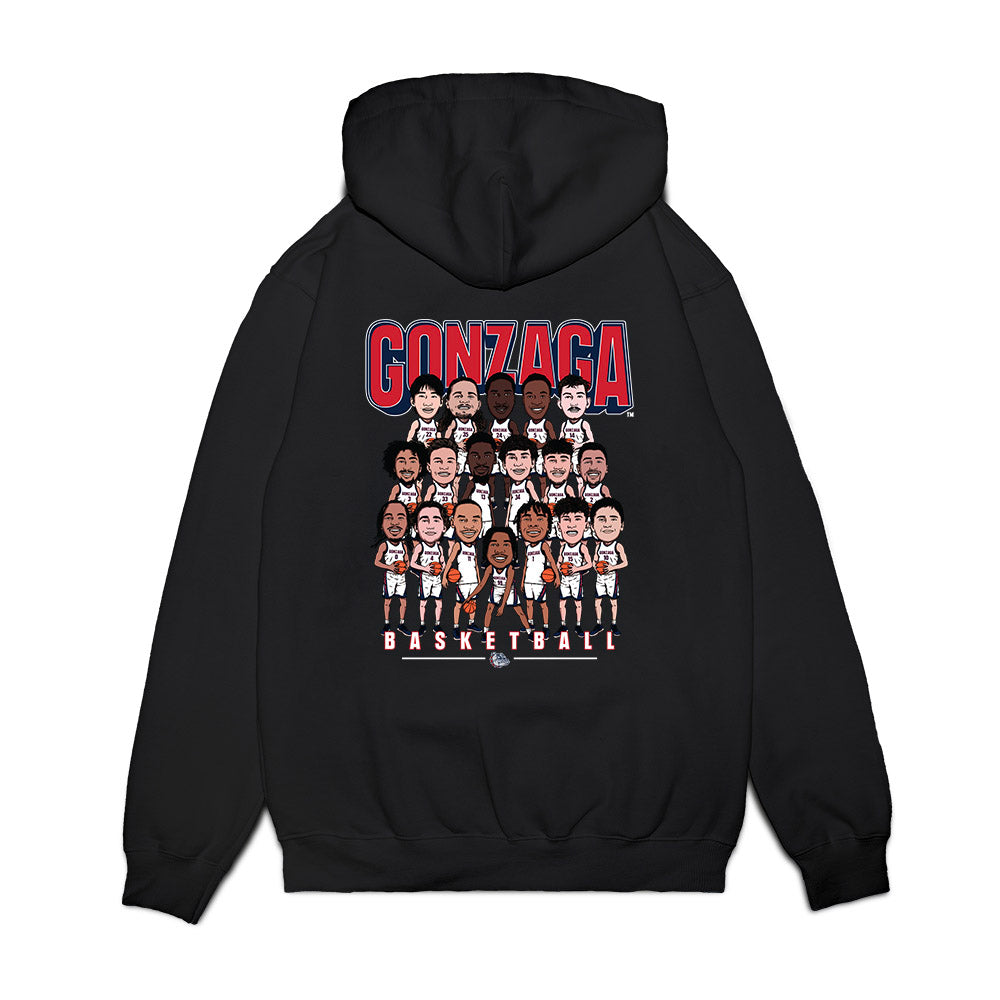 Gonzaga - NCAA Men's Basketball : - Team Caricature Premium Hooded Sweatshirt-1