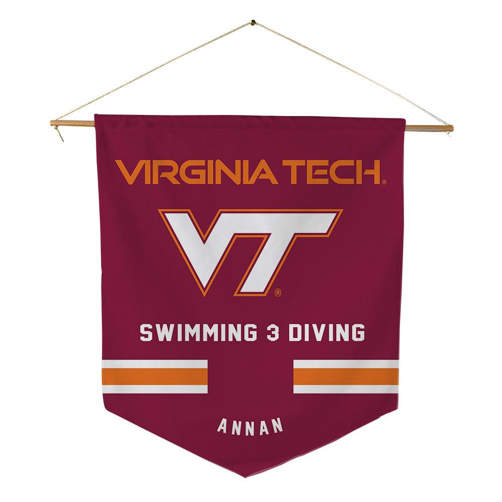 Virginia Tech - NCAA Men's Swimming & Diving : Hayden Annan - Pennant - 18" x 21"-0