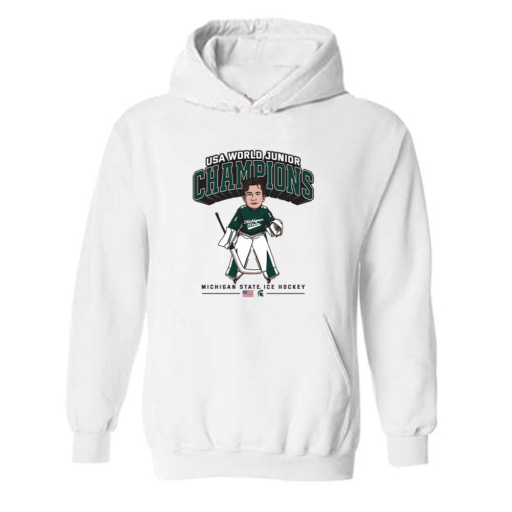 Michigan State - NCAA Men's Ice Hockey : Trey Augustine - Individual Caricature Hooded Sweatshirt-0