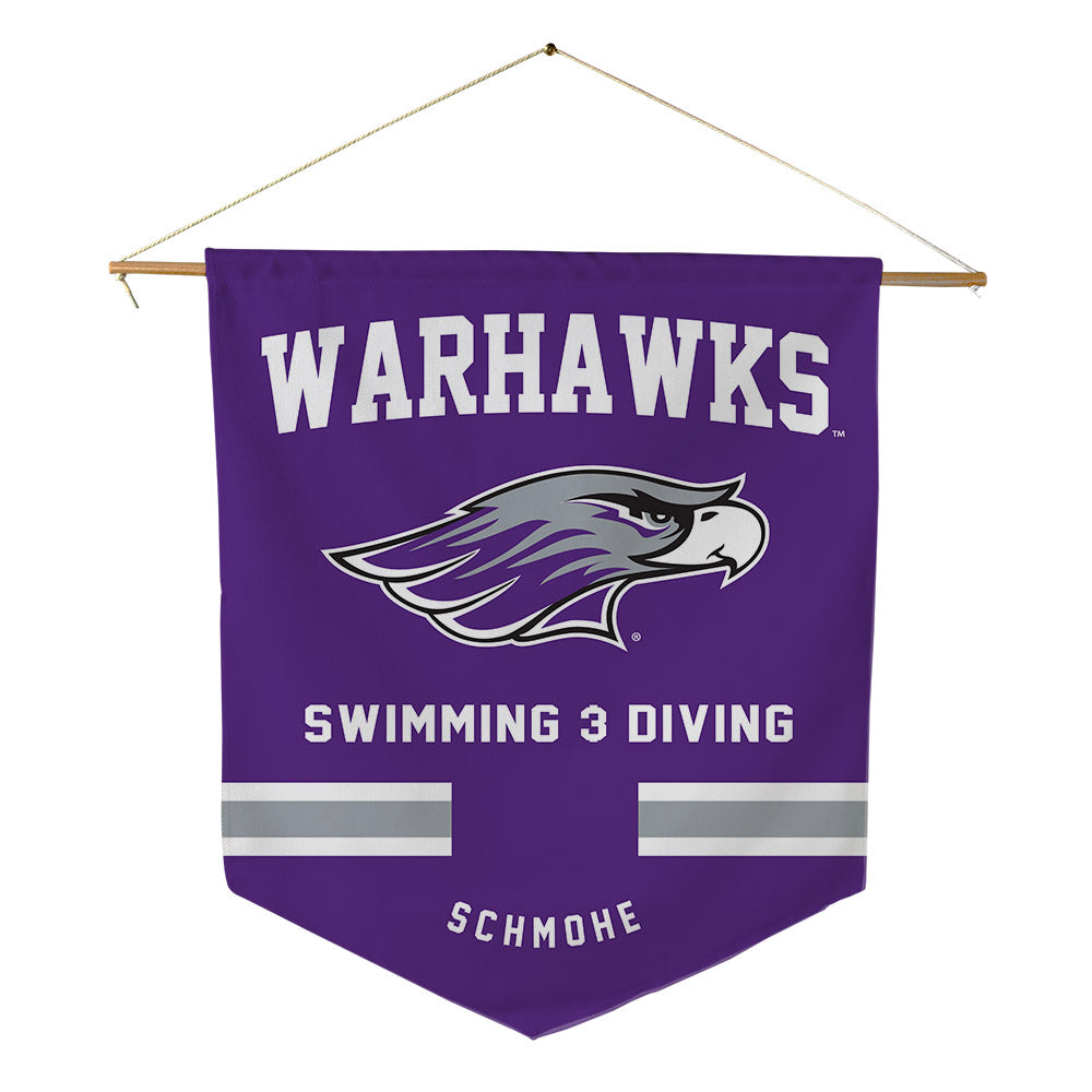 UW-Whitewater - NCAA Men's Swimming & Diving : Ethan Schmohe - Pennant - 18" x 21"-0