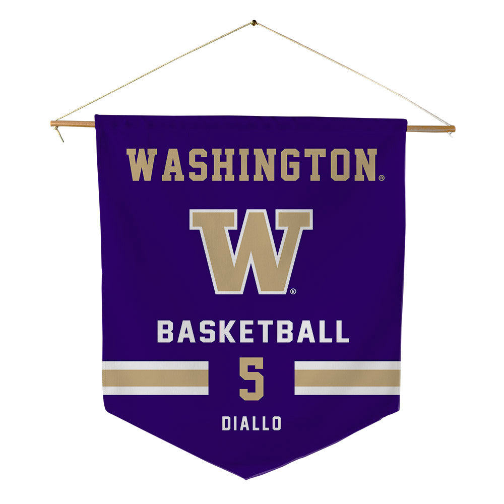 Washington - NCAA Men's Basketball : Zoom Diallo - Pennant - 18" x 21"-0