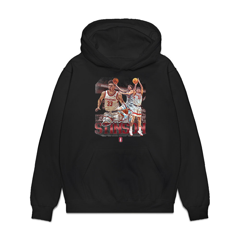 Stanford - NCAA Men's Basketball : Evan Stinson - Collage Premium Hooded Sweatshirt-0