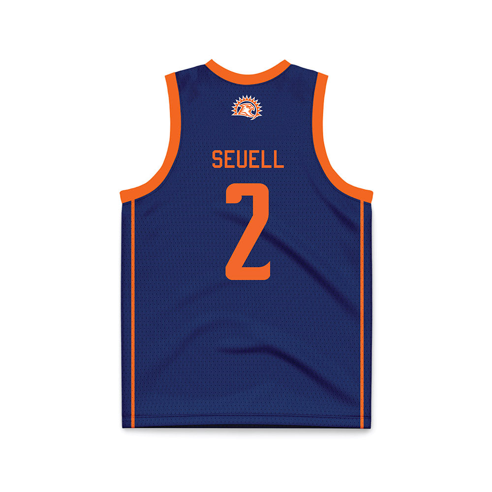 FPU - NCAA Women's Basketball : Aaliyah Seuell - Navy Basketball Jersey-1