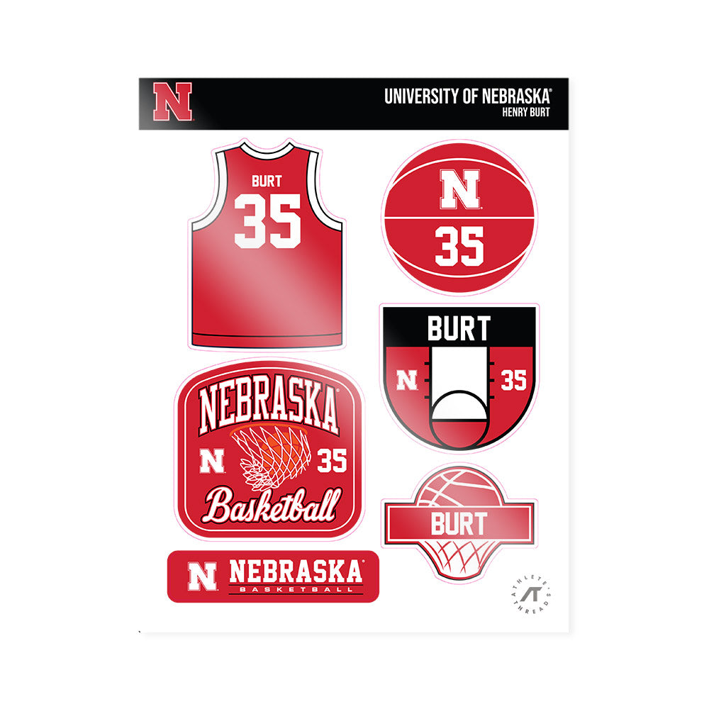 Nebraska - NCAA Men's Basketball : Henry Burt - Sticker Sheet-0