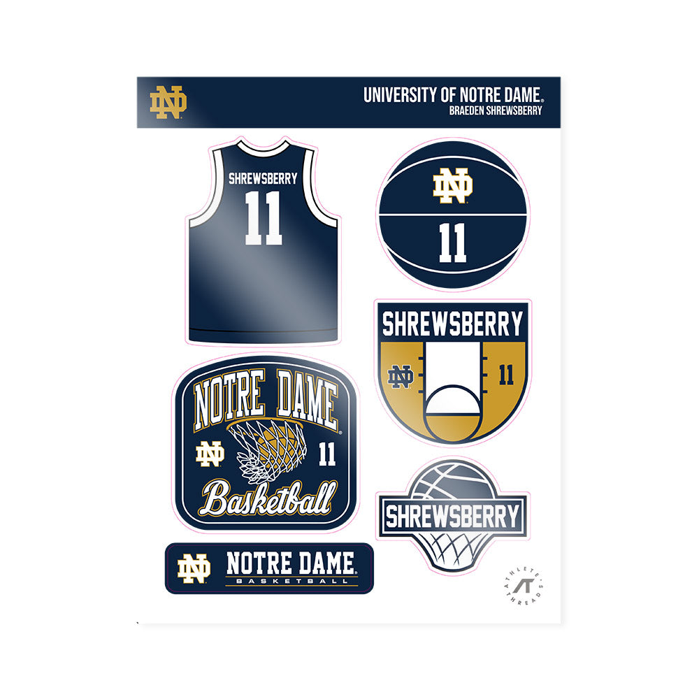 Notre Dame - NCAA Men's Basketball : Braeden Shrewsberry - Sticker Sheet-0