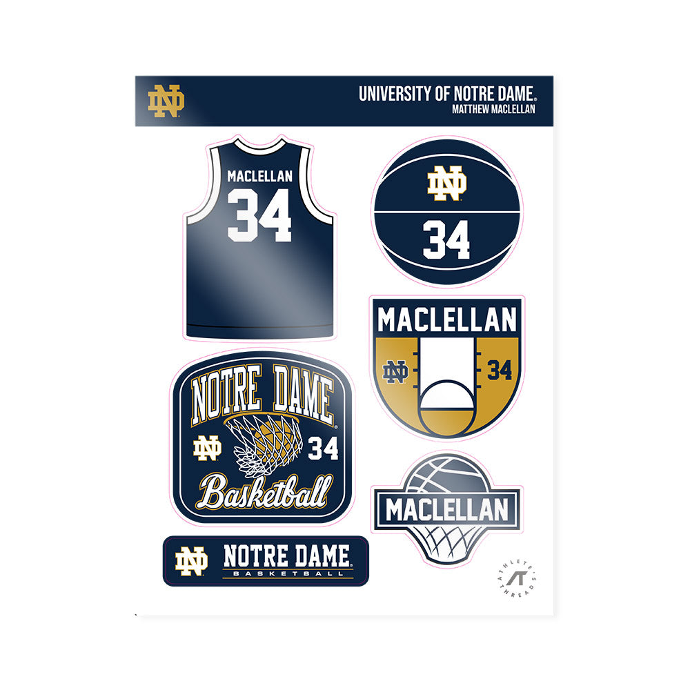 Notre Dame - NCAA Men's Basketball : Matthew MacLellan - Sticker Sheet-0