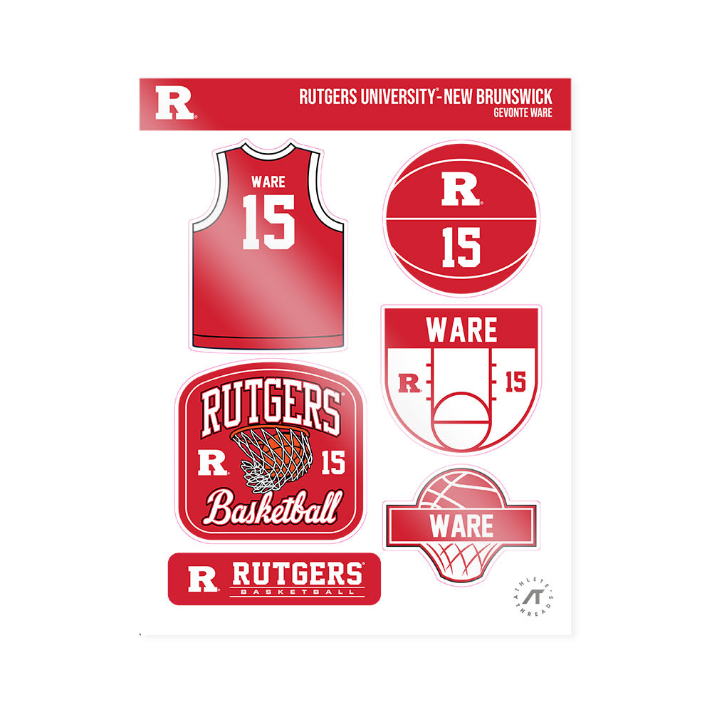 Rutgers - NCAA Men's Basketball : Gevonte Ware - Sticker Sheet-0