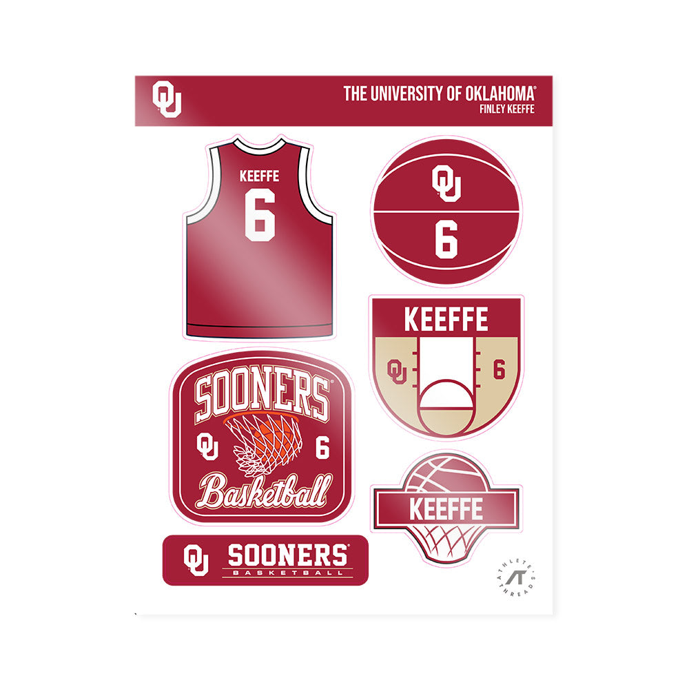 Oklahoma - NCAA Men's Basketball : Finley Keeffe - Sticker Sheet-0