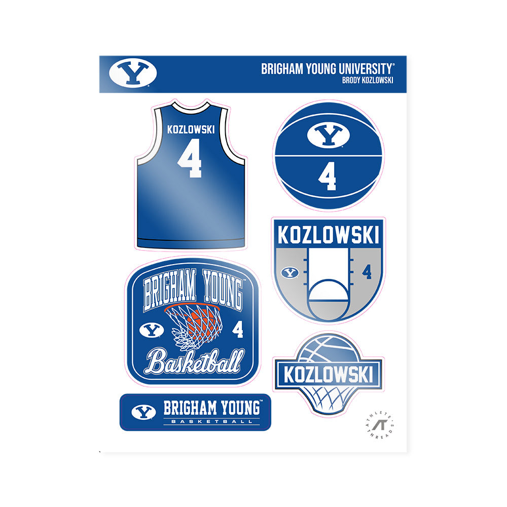 BYU - NCAA Men's Basketball : Brody Kozlowski - Sticker Sheet-0