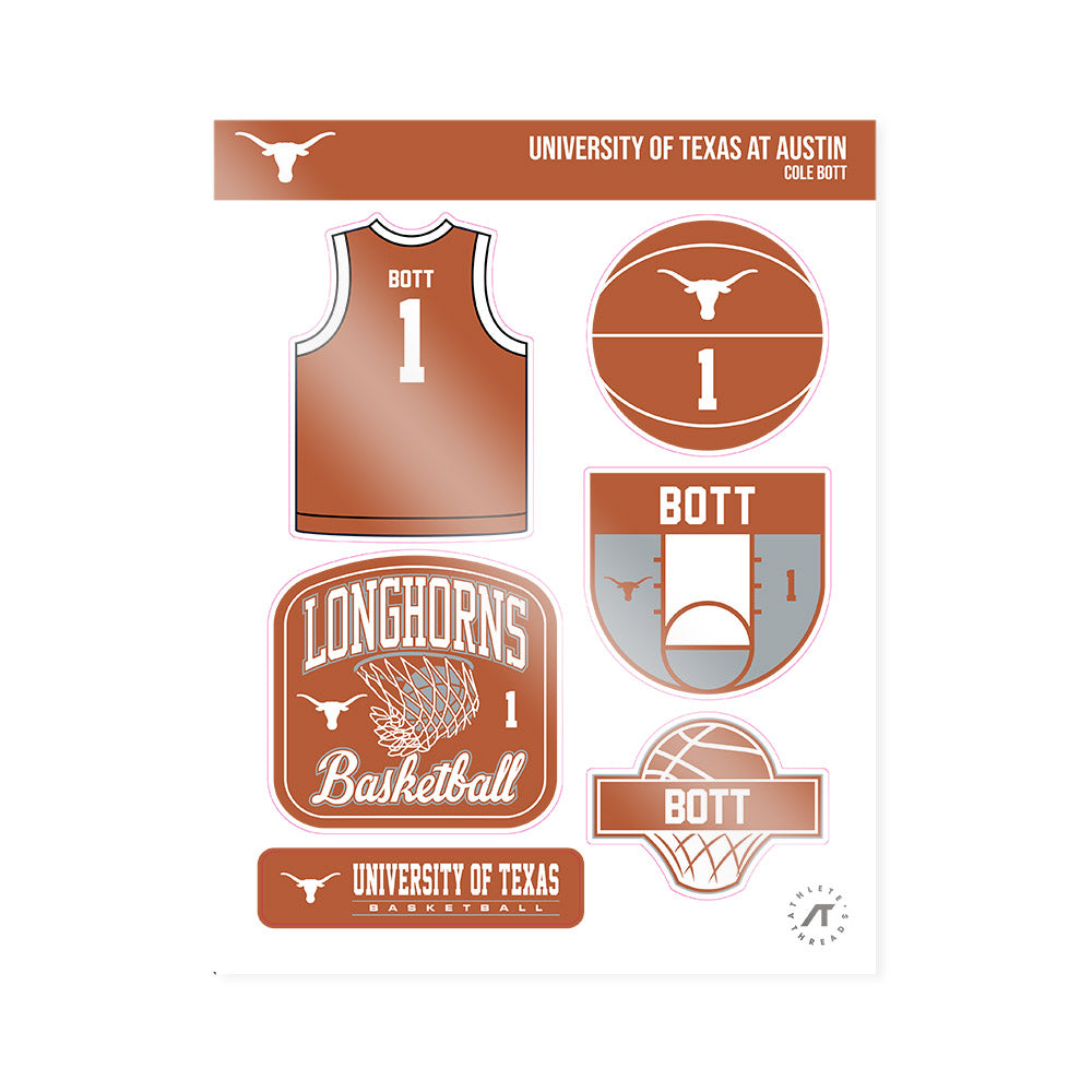Texas - NCAA Men's Basketball : Cole Bott - Sticker Sheet-0